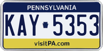 PA license plate KAY5353