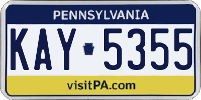 PA license plate KAY5355