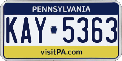 PA license plate KAY5363