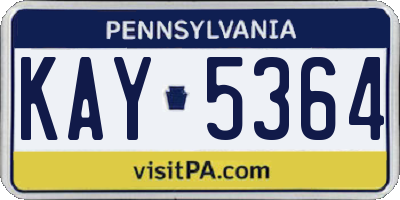 PA license plate KAY5364