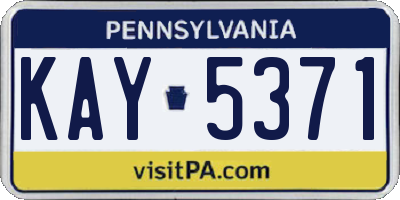 PA license plate KAY5371