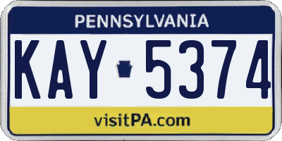 PA license plate KAY5374
