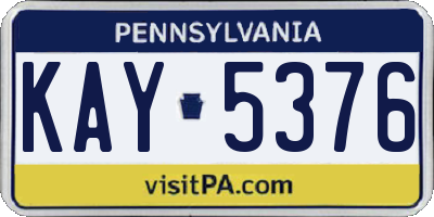 PA license plate KAY5376