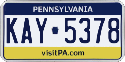PA license plate KAY5378