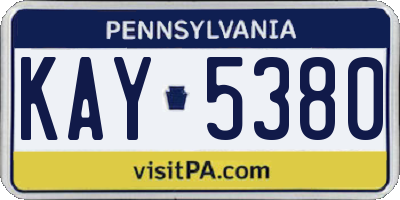 PA license plate KAY5380