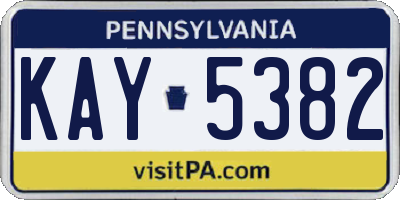PA license plate KAY5382