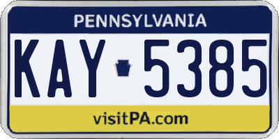 PA license plate KAY5385
