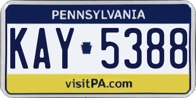 PA license plate KAY5388