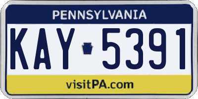 PA license plate KAY5391