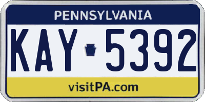 PA license plate KAY5392