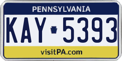 PA license plate KAY5393