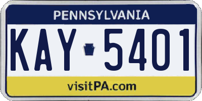 PA license plate KAY5401