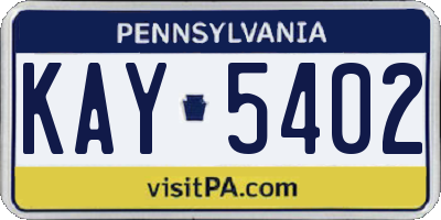 PA license plate KAY5402