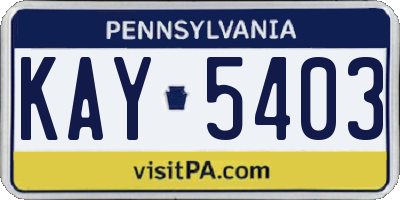 PA license plate KAY5403