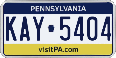 PA license plate KAY5404