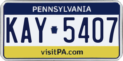 PA license plate KAY5407