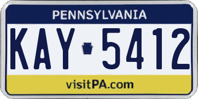 PA license plate KAY5412