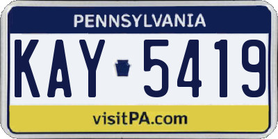 PA license plate KAY5419