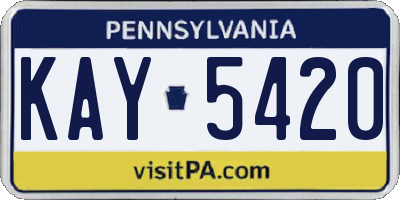PA license plate KAY5420