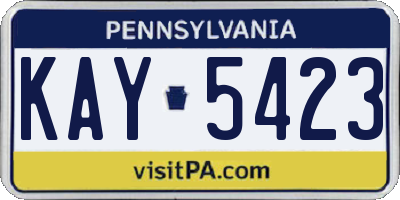 PA license plate KAY5423