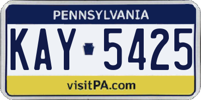 PA license plate KAY5425