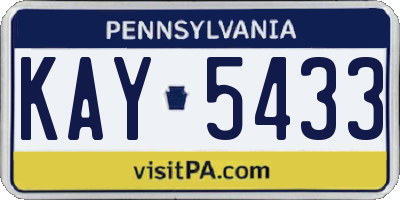PA license plate KAY5433