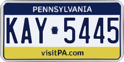 PA license plate KAY5445