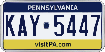PA license plate KAY5447