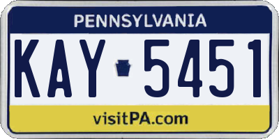 PA license plate KAY5451