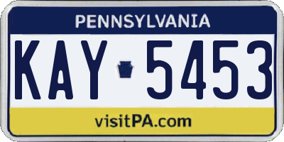 PA license plate KAY5453