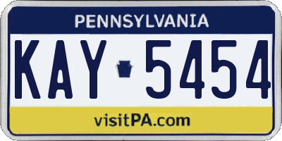 PA license plate KAY5454