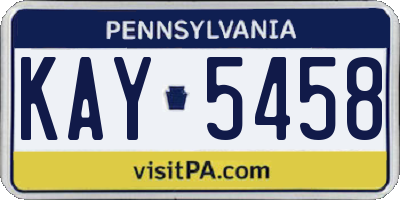 PA license plate KAY5458