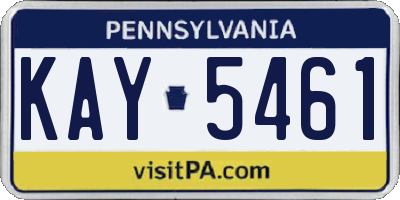 PA license plate KAY5461