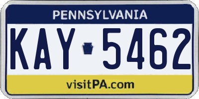 PA license plate KAY5462