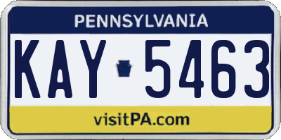 PA license plate KAY5463