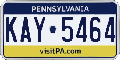 PA license plate KAY5464