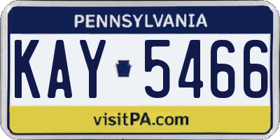 PA license plate KAY5466
