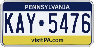 PA license plate KAY5476
