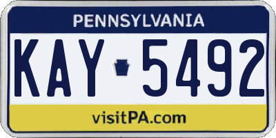 PA license plate KAY5492