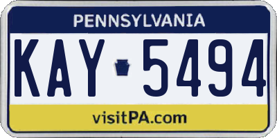 PA license plate KAY5494