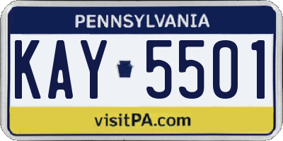 PA license plate KAY5501