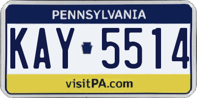 PA license plate KAY5514