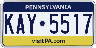 PA license plate KAY5517
