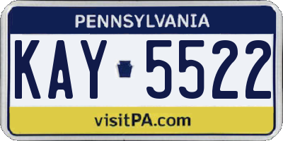 PA license plate KAY5522