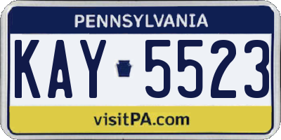 PA license plate KAY5523