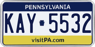 PA license plate KAY5532