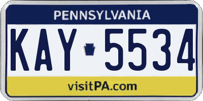 PA license plate KAY5534