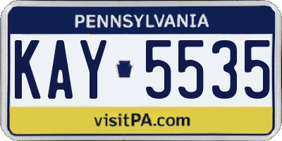 PA license plate KAY5535