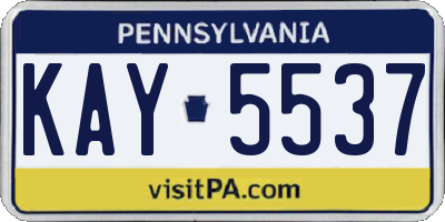 PA license plate KAY5537