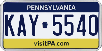 PA license plate KAY5540
